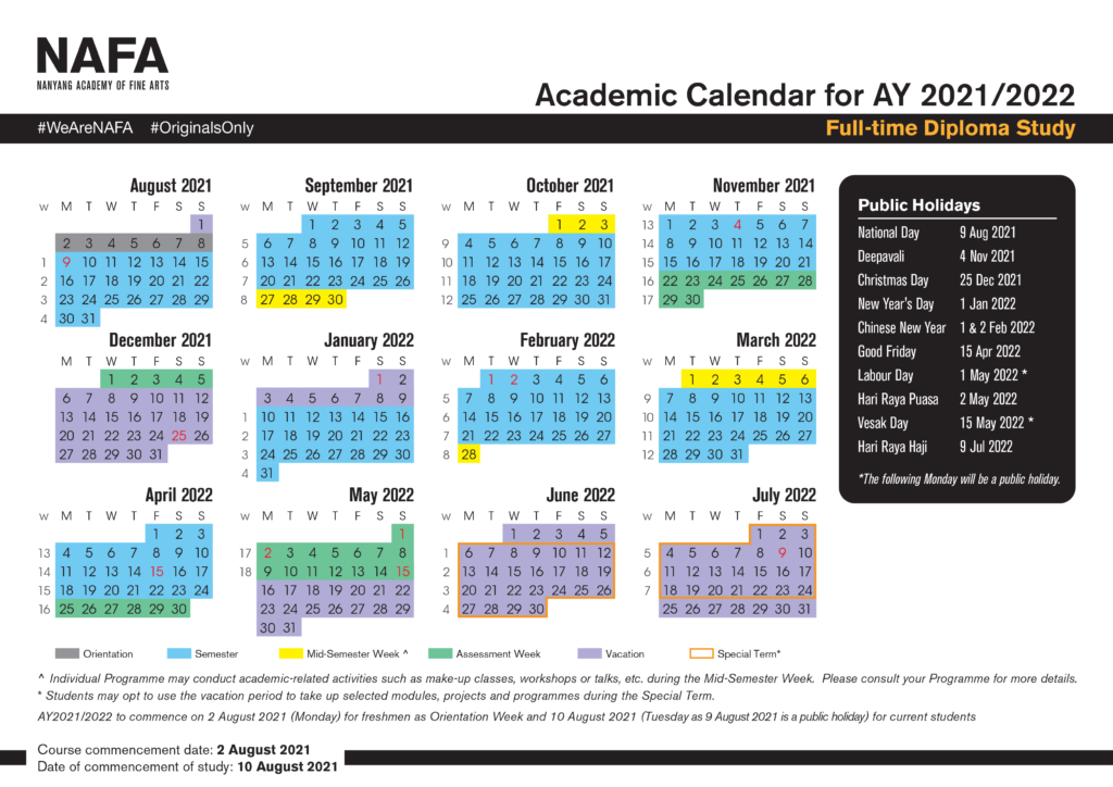 Timetable & Academic Calendar – Nafa School Of Music Eorientation 2021